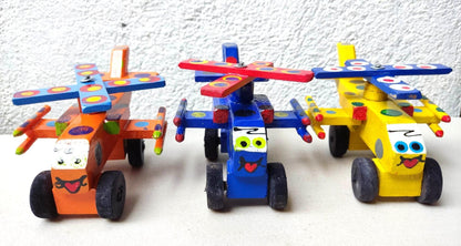 Kids Guatemalan WOODEN Hand Painted TOY HELICOPTER