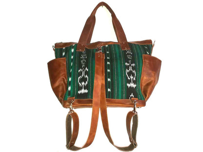 Convertible crossbody backpack day bag authentic leather dark brown Guatemala