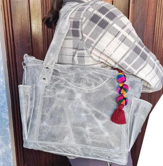 Small Medium Convertible backpack crossbody day bag diaper genuine marbled gray color