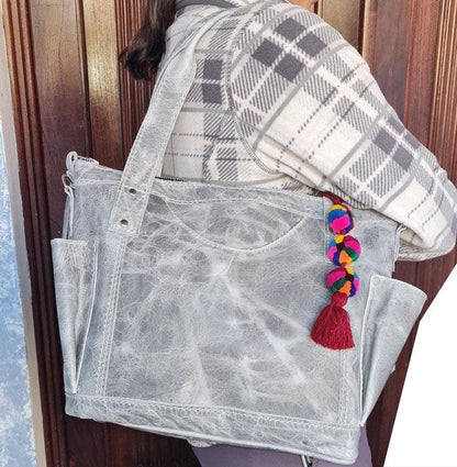 Small Medium Convertible backpack crossbody day bag diaper genuine marbled gray color