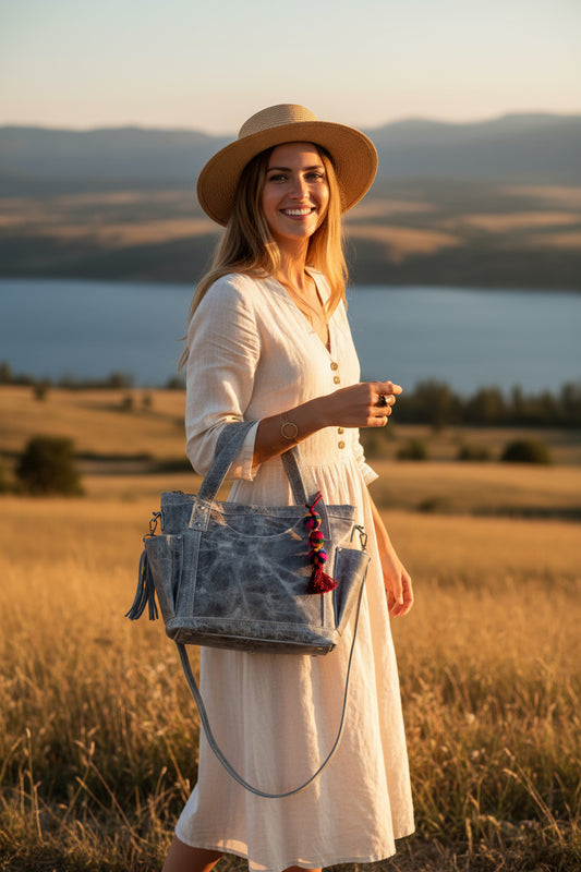 Small Medium Convertible backpack crossbody day bag diaper genuine marbled gray color