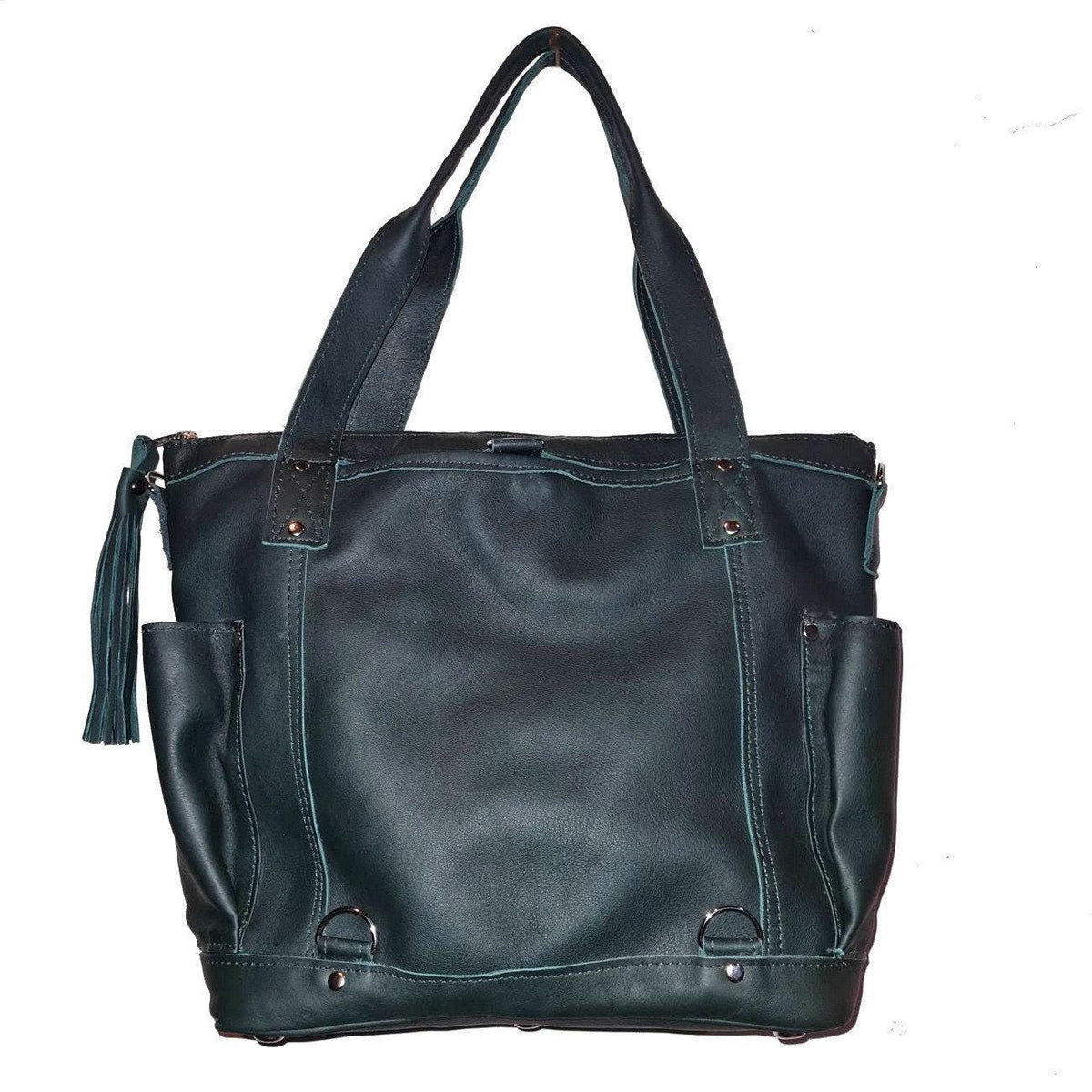 Green Genuine LEATHER CONVERTIBLE BACKPACK Bag - Aesthetic Full Grain Leather Handles cross body And Handbags