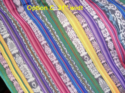 Guatemalan Unique Vintage Ikat Silk fabric per yard- Hand Woven Ethnic Textile -