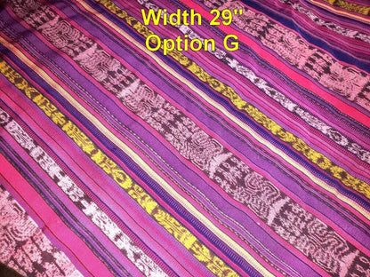 Guatemalan Unique Vintage Ikat Silk fabric per yard- Hand Woven Ethnic Textile -