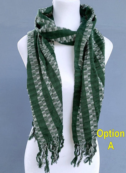Women Medium Weight GUATEMALAN COTTON Indigo SCARF Wrap - Artisans Wear Aesthetic Shawl