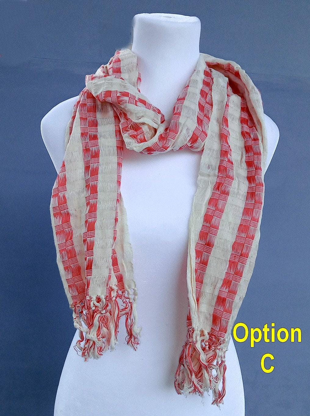 Women Medium Weight GUATEMALAN COTTON Indigo SCARF Wrap - Artisans Wear Aesthetic Shawl