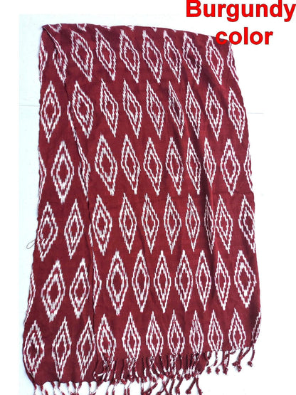 Women Medium Weight GUATEMALAN RAYON Indigo Burgundy Orange Blue SCARF Wrap - Artisans Wear Aesthetic Shawl