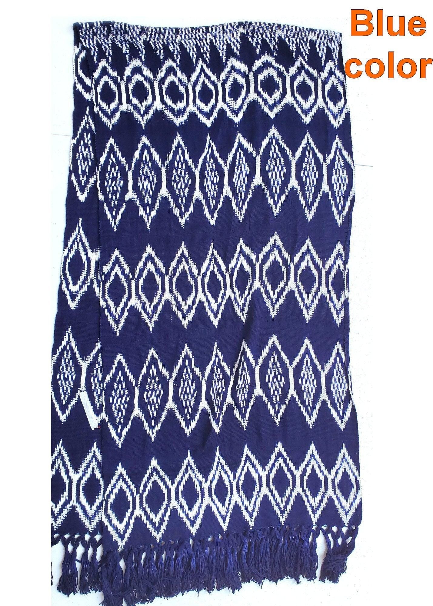 Women Medium Weight GUATEMALAN RAYON Indigo Burgundy Orange Blue SCARF Wrap - Artisans Wear Aesthetic Shawl