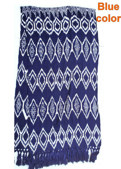 Women Medium Weight GUATEMALAN RAYON Indigo Burgundy Orange Blue SCARF Wrap - Artisans Wear Aesthetic Shawl