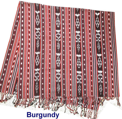 Women Heavy Weight GUATEMALAN COTTON Indigo Multicolor Rainbow Burgundy Yellow SCARF Wrap - Artisans Wear Aesthetic Shawl