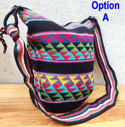 Guatemalan handmade cotton crocheted crossbody tote bag