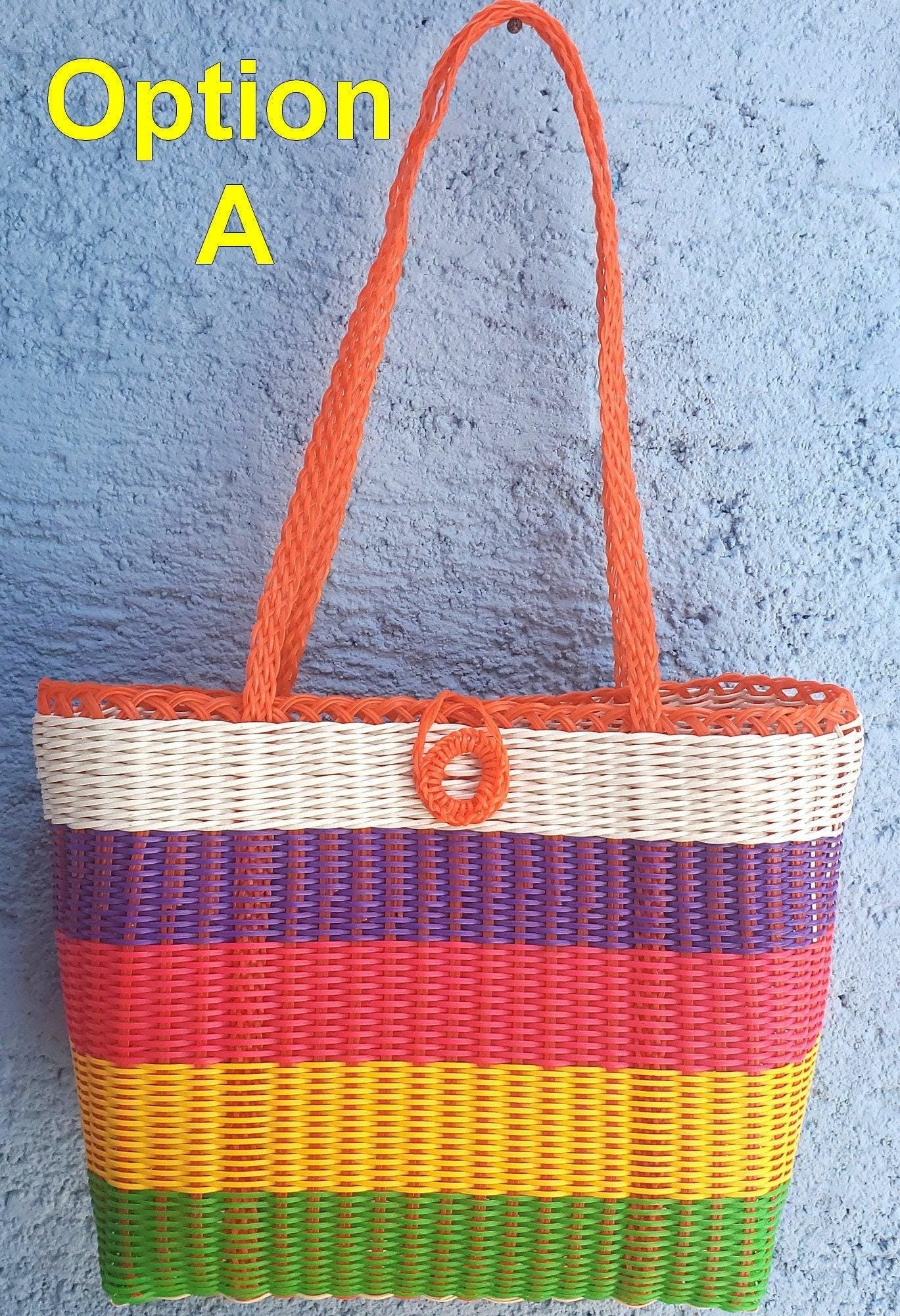 Woven Guatemalan Plastic market Bag - Recycled plastic basket