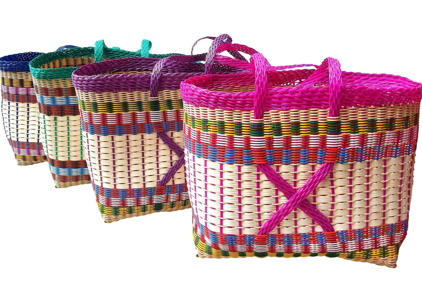 Extra Large Woven Guatemalan Plastic market Bag - RECYCLED PLASTIC Basket