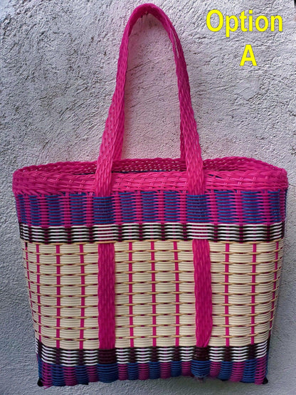 Large Woven Guatemalan Plastic market Bag - Recycled plastic