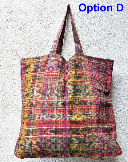 Handmade Vintage IKAT Textil TOTE Shopping BAG, Market Bag, Available In Multiple Colors