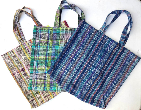 Handmade Vintage IKAT Textil TOTE Shopping BAG, Market Bag, Available In Multiple Colors