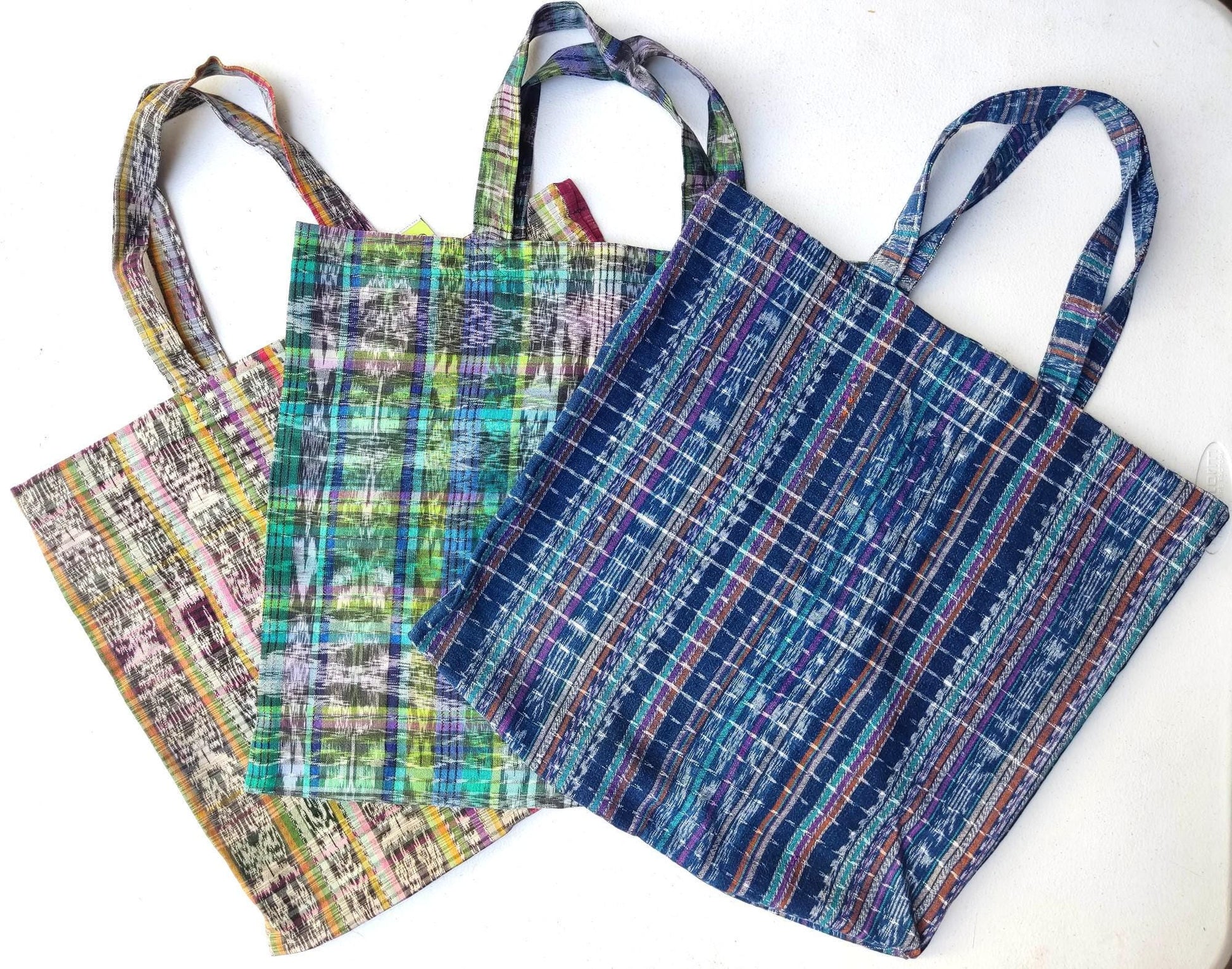 Handmade Vintage IKAT Textil TOTE Shopping BAG, Market Bag, Available In Multiple Colors