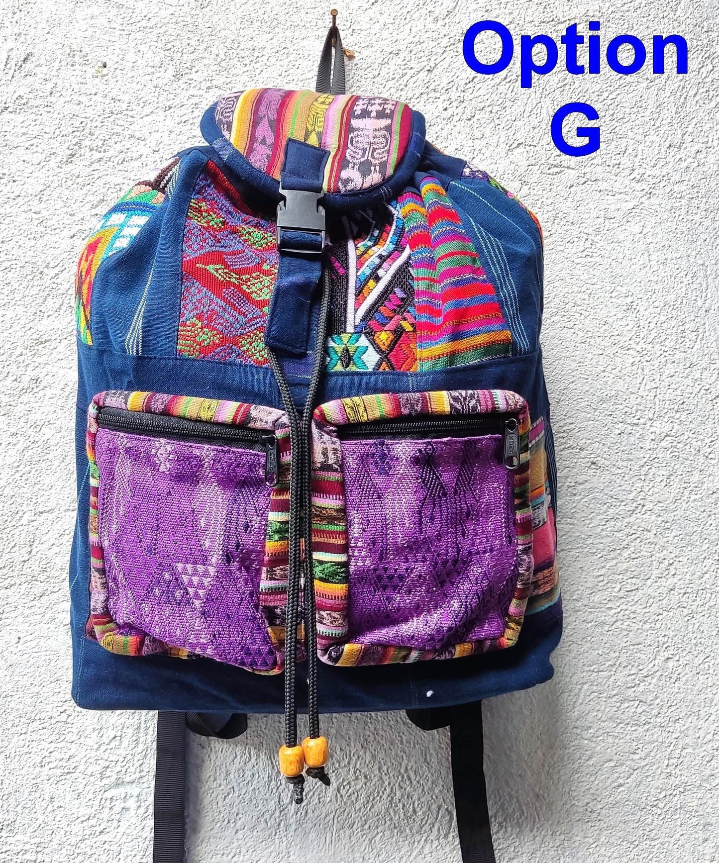 Guatemalan upcycled cotton patchwork backpack bag