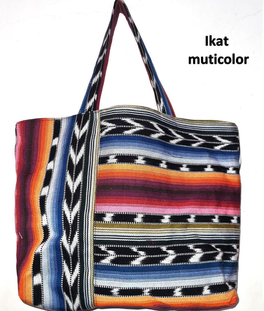 Handwoven GUATEMALAN COTTON Striped Lining TOTE Bag With Zipper Available In Multiple Colors
