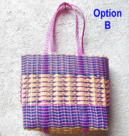 Large Woven Guatemalan Plastic market Bag - RECYCLED PLASTIC Basket