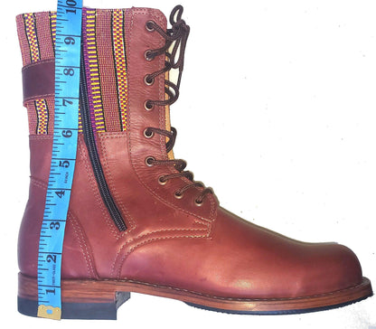 Custom Pattern GUATEMALAN Authentic LEATHER Lace Up BOOTS For Women - Geniune Leather & Rubber Outsole Zipper Shoes