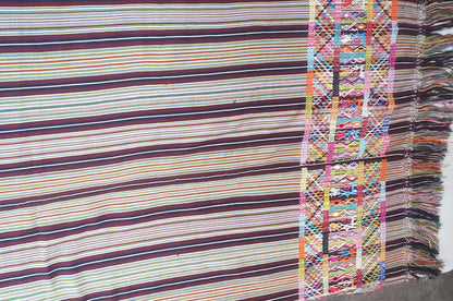 COTZAL handmade TABLE RUNNER with fringes -Deer, birds and Geometric Motives-