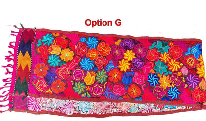 Handmade Floral Embroidered Table RUNNER With Tassels - ZACUALPA-