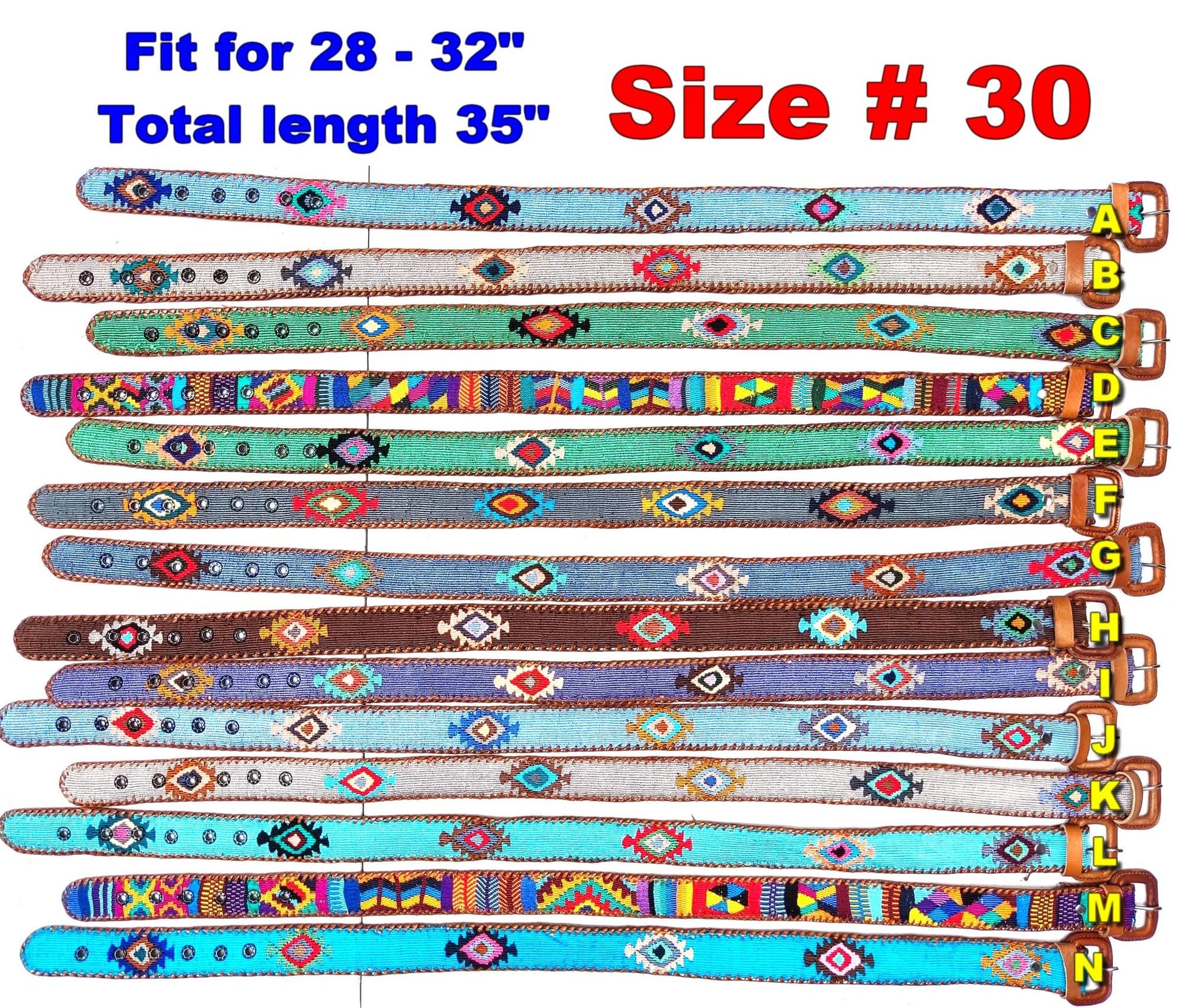 Lot of authentic Guatemalan HANDMADE BELT leather braided UNISEX belt