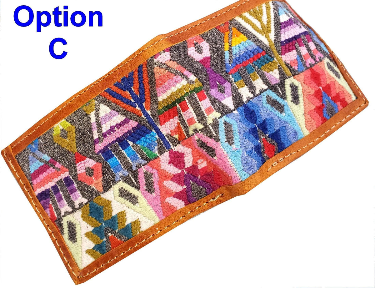 Guatemalan Authentic LeatherWALLET -Huipil Patterned Multiple Options
