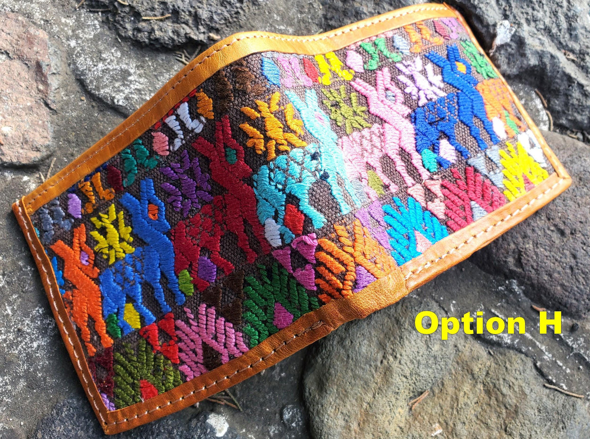 Guatemalan Authentic LeatherWALLET -Huipil Patterned Multiple Options