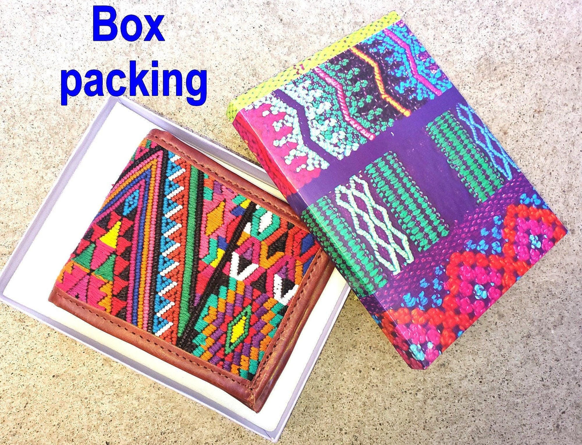 Guatemalan Authentic LeatherWALLET -Huipil Patterned Multiple Options