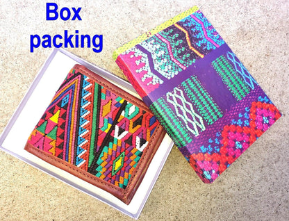 Guatemalan Authentic LeatherWALLET -Huipil Patterned Multiple Options