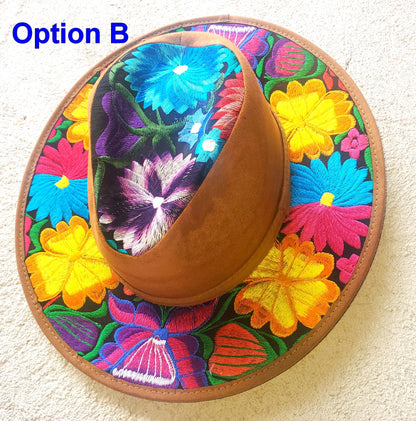 Guatemalan embroidery suede ladies hat