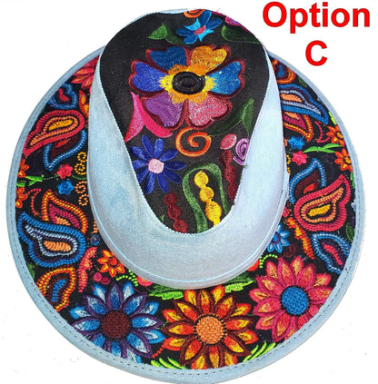 Guatemalan embroidery suede ladies hat