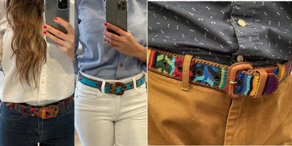Lot of authentic Guatemalan HANDMADE BELT leather braided UNISEX belt