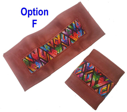 Guatemalan authentic Leather wallet -huipil patterned