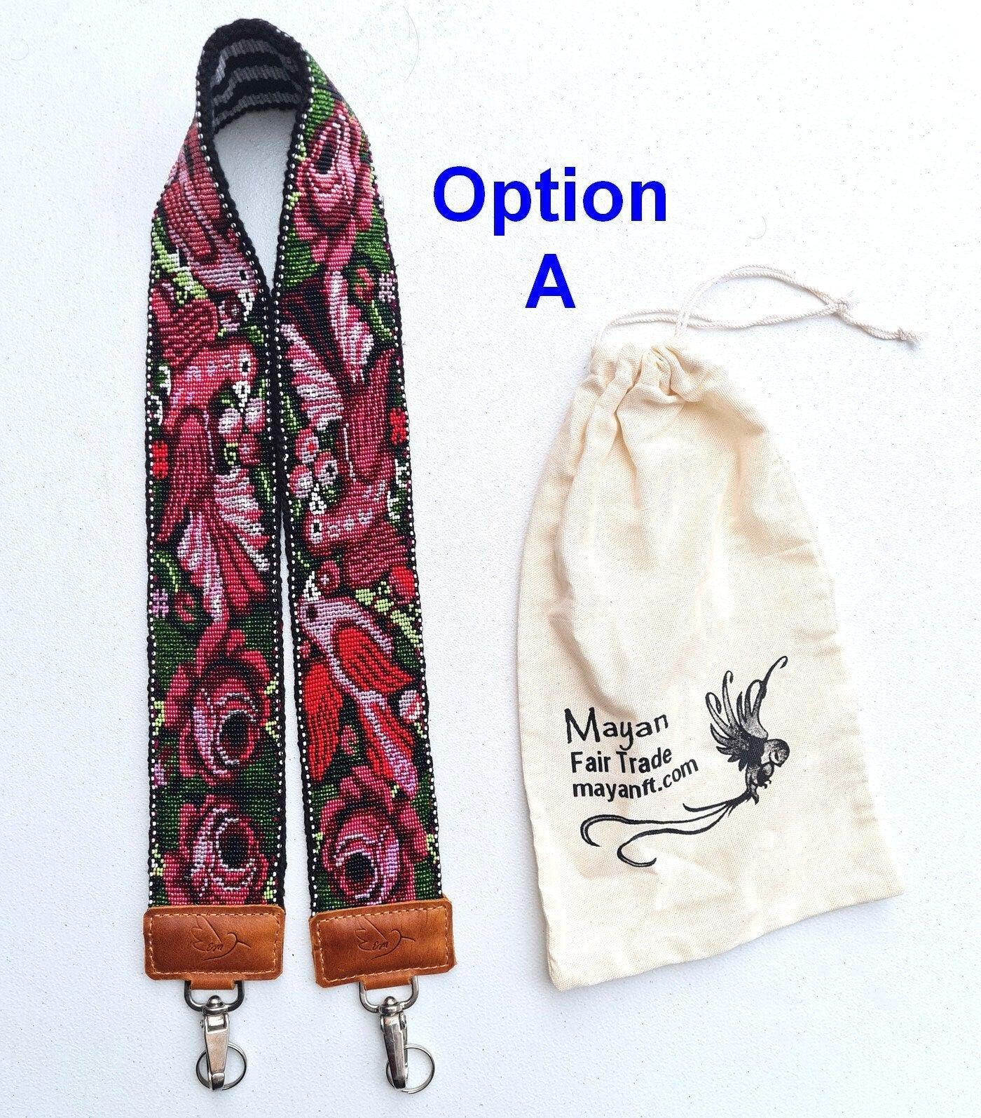 Guatemalan Handmade beaded floral CAMERA / Bag STRAP