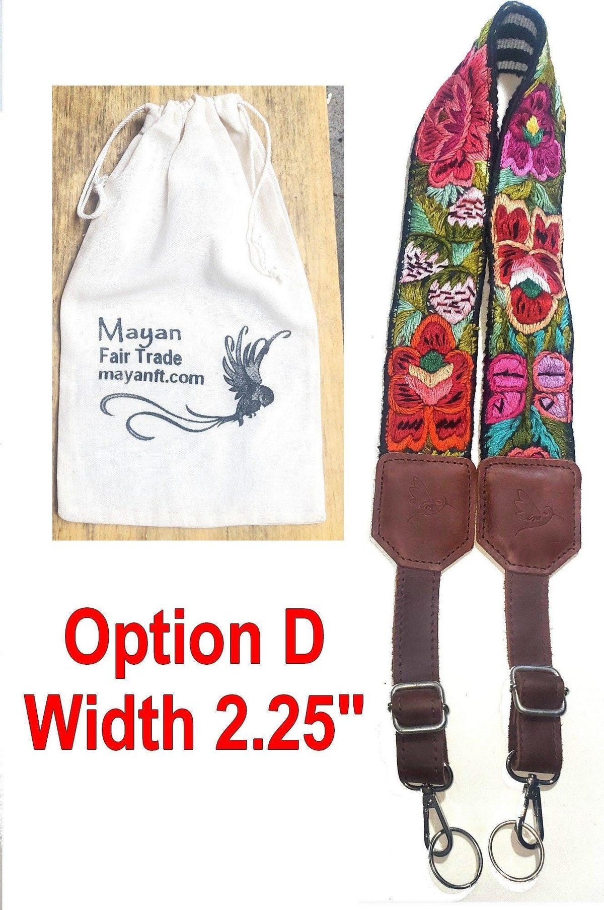 Guatemalan Handmade Adjustable embroidered floral CAMERA / BAG STRAP