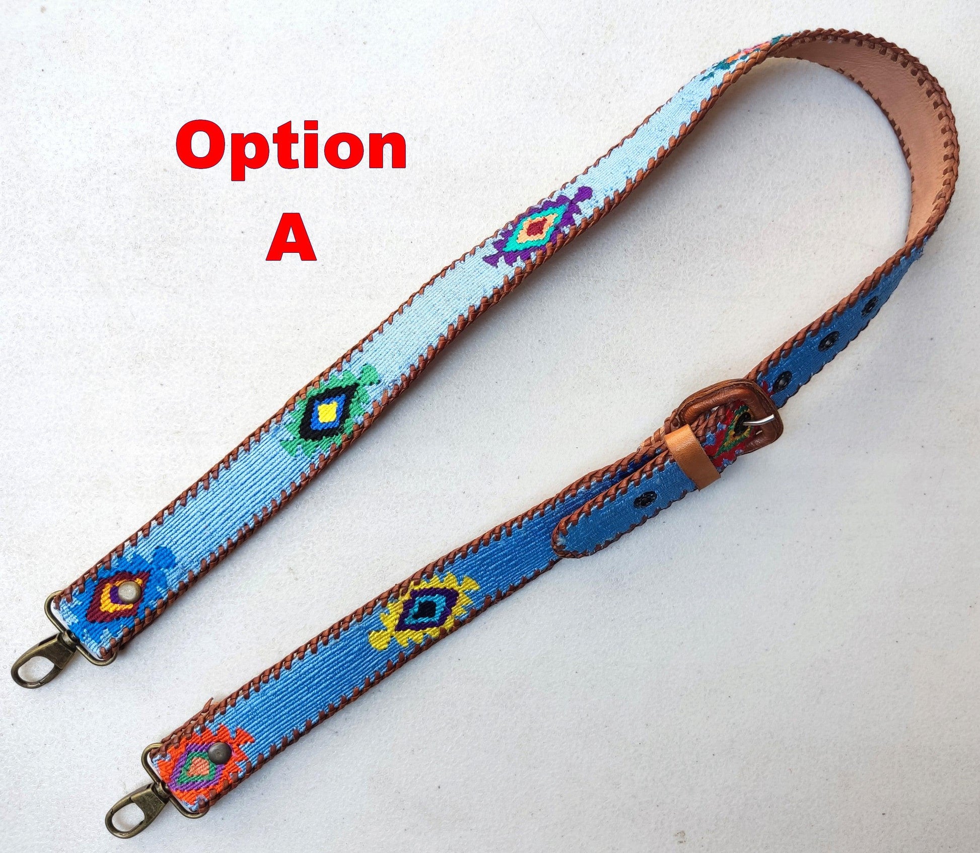 Guatemalan handmade braided authentic leather weaved silk camera/bag strap