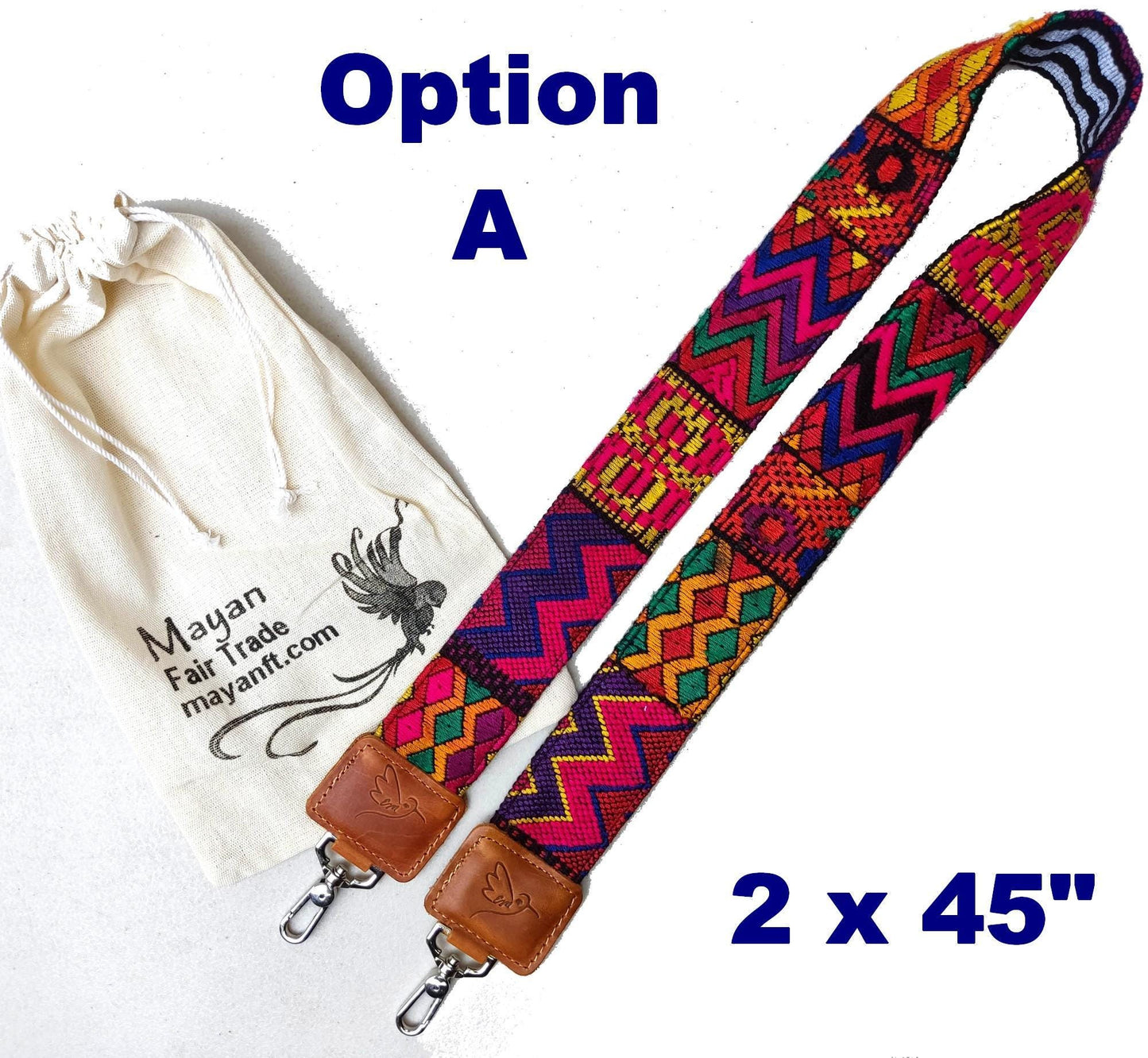 Guatemalan Handmade Leather Embroidered CAMERA / BAG STRAP