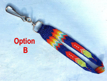 Guatemalan beaded wristlet hanging keychain
