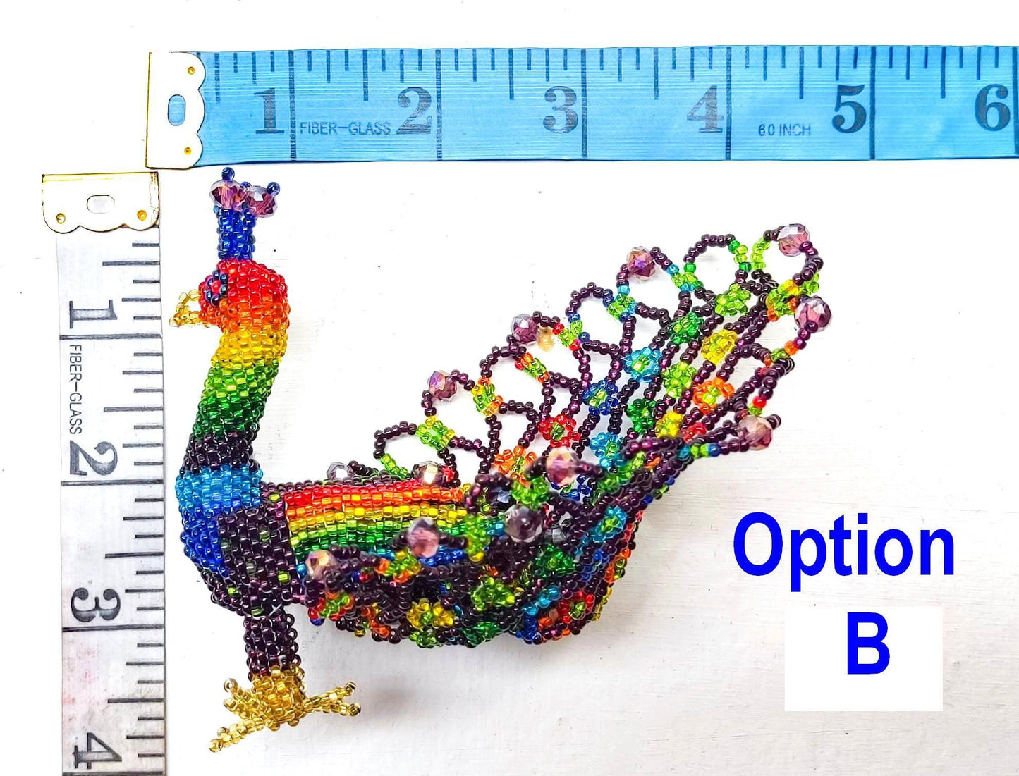 BEADED PEACOCK Hanging ORNAMENT Gift For Bird Lovers - Czech Glass Seed Beads And Nylon Thread