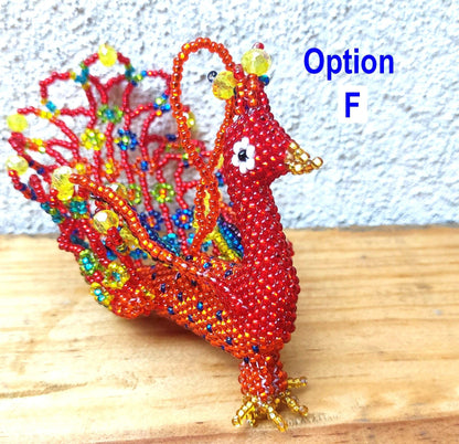BEADED PEACOCK Hanging ORNAMENT Gift For Bird Lovers - Czech Glass Seed Beads And Nylon Thread