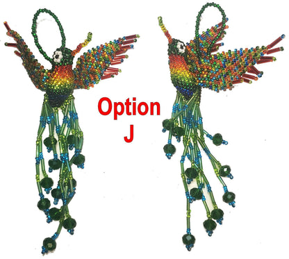 BEADED HUMMINGBIRD Hanging ORNAMENT Gift For Bird Lovers - Czech Glass Seed Beads And Nylon Thread