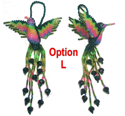 BEADED HUMMINGBIRD Hanging ORNAMENT Gift For Bird Lovers - Czech Glass Seed Beads And Nylon Thread