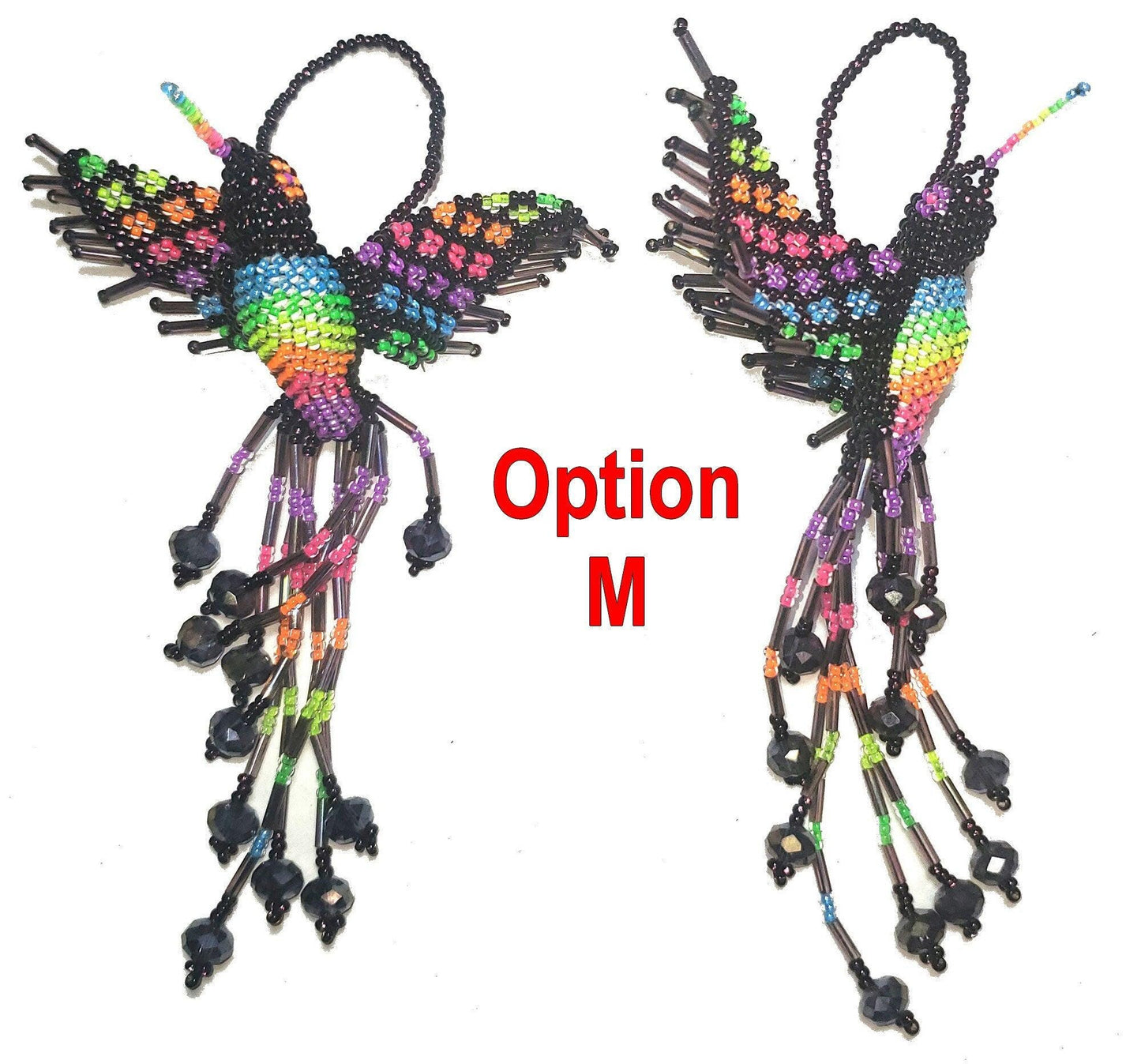 BEADED HUMMINGBIRD Hanging ORNAMENT Gift For Bird Lovers - Czech Glass Seed Beads And Nylon Thread
