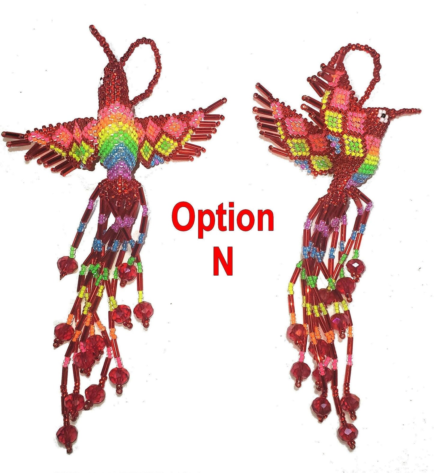 BEADED HUMMINGBIRD Hanging ORNAMENT Gift For Bird Lovers - Czech Glass Seed Beads And Nylon Thread