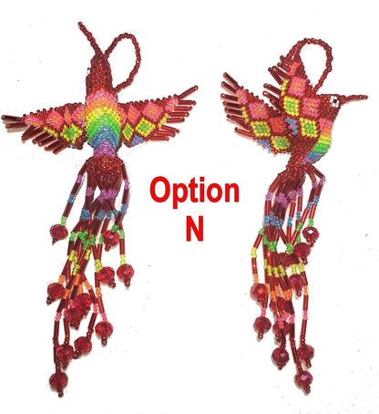 BEADED HUMMINGBIRD Hanging ORNAMENT Gift For Bird Lovers - Czech Glass Seed Beads And Nylon Thread