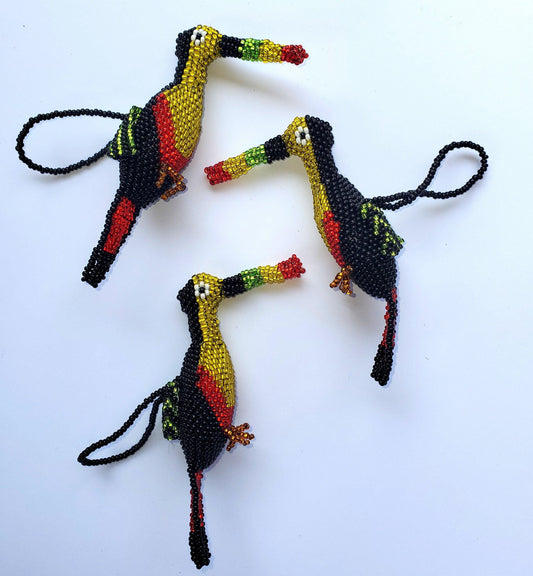 Toucan Ornament, Beaded Toucan, Mini Glass Ornaments,