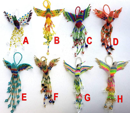 Hummingbird Ornament, Beaded Hummingbird, Mini Glass Ornaments,